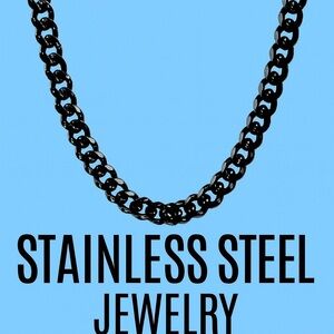 26 inch Cuban Link Chain Black lon-Plated 7mm